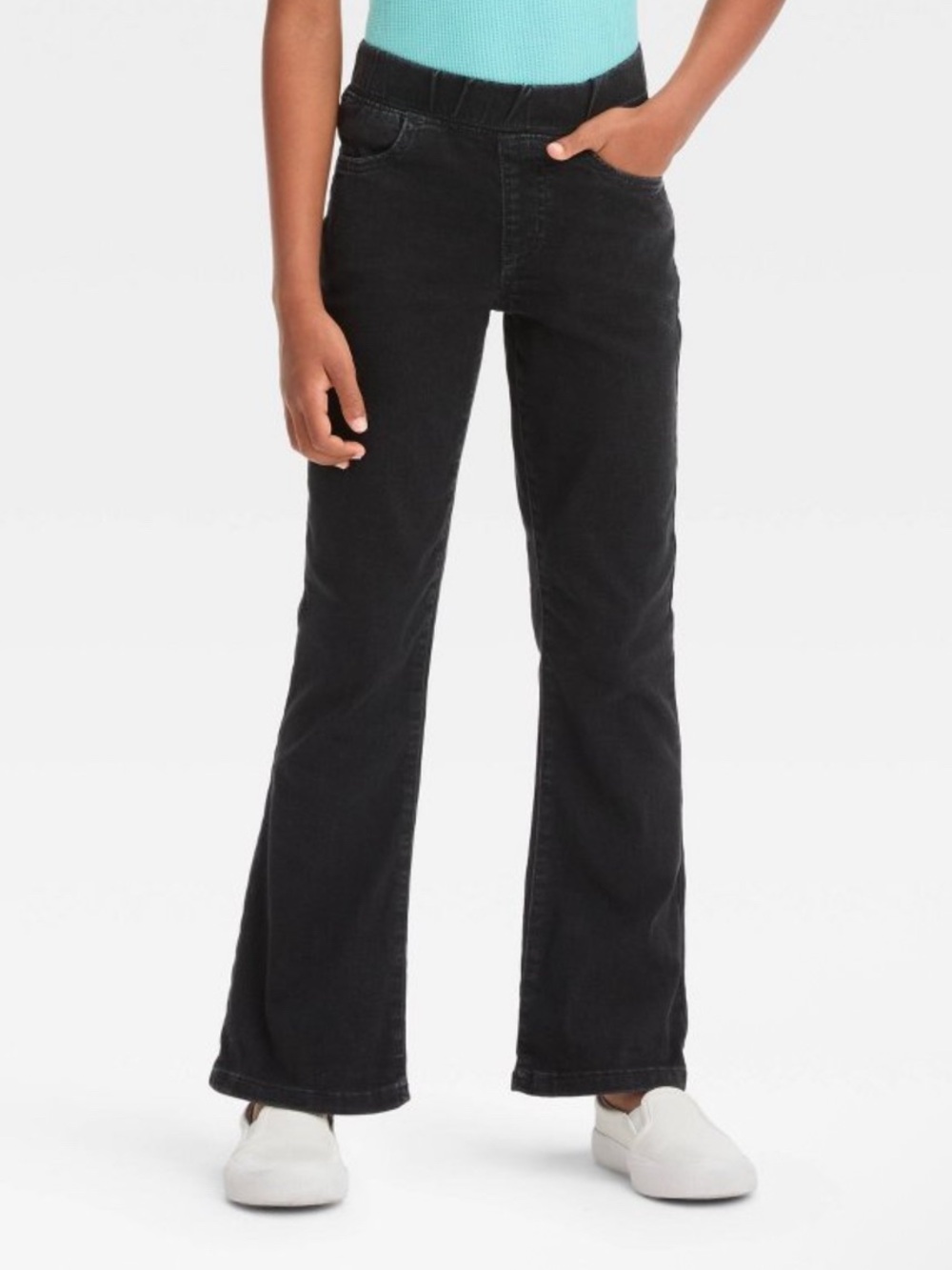 Cat&jack girls pull on stretch black flare jeans pants size 5